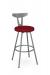 Amisco's Hans Contemporary Swivel Bar Stool in Silver Metal and Red Seat Cushion