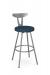 Amisco's Hans Swivel Metal Bar Stool with Back and Round Blue Seat Cushion