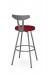 Amisco's Hans Contemporary Swivel Bar Stool in Silver Metal and Red Seat Cushion - Back View