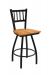 Holland's Contessa Big and Tall Swivel Bar Stool with Vertical Slats on Back in Black Metal Finish and Medium Maple wood seat finish