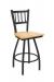 Holland's Contessa Big and Tall Swivel Bar Stool with Vertical Slats on Back in Pewter Metal Finish and Natural Maple wood seat finish