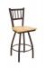 Holland's Contessa Big and Tall Swivel Bar Stool with Vertical Slats on Back in Bronze Metal Finish and Natural Maple wood seat finish