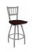 Holland's Contessa Big and Tall Swivel Bar Stool with Vertical Slats on Back in Nickel Metal Finish and Dark Cherry Oak wood seat finish