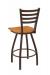 Holland's Jackie Big and Tall Swivel Bar Stool with Horizontal Slats on Back in Bronze Metal Finish and Medium Maple wood seat finish