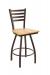 Holland's Jackie Big and Tall Swivel Bar Stool with Horizontal Slats on Back in Bronze Metal Finish and Natural Maple wood seat finish
