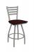 Holland's Jackie Big and Tall Swivel Bar Stool with Horizontal Slats on Back in Nickel Metal Finish and Dark Cherry Oak wood seat finish