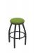 Holland's Misha #x802 Big and Tall Backless Swivel Stool in Pewter Metal Finish and Green Seat Cushion