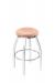 Holland's Misha #x802 Big and Tall Backless Swivel Stool in Chrome Metal Finish and Natural Oak Seat Wood Finish