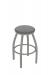 Holland's Misha #x802 Big and Tall Backless Swivel Stool in Nickel Metal Finish and Gray Seat Cushion