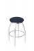 Holland's Misha #x802 Big and Tall Backless Swivel Stool in Chrome Metal Finish and Blue Seat Cushion