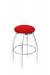 Holland's Misha #x802 Big and Tall Backless Swivel Stool in Chrome Metal Finish and Red Seat Cushion