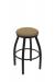 Holland's Misha #x802 Big and Tall Backless Swivel Stool in Black Metal Finish and Brown Seat Cushion