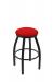 Holland's Misha #x802 Big and Tall Backless Swivel Stool in Black Metal Finish and Red Seat Cushion