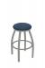 Holland's Misha #x802 Big and Tall Backless Swivel Stool in Nickel Metal Finish and Blue Seat Cushion