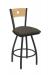 Holland's #830 Voltaire XL Big and Tall Barstool with Back - In Pewter Metal Finish, Natural Maple Wood Back, and Gray Seat Cushion
