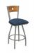 Holland's #830 Voltaire XL Big and Tall Barstool with Back - In Nickel Metal Finish, Medium Maple Wood Back, and Blue Seat Cushion