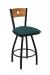 Holland's #830 Voltaire XL Big and Tall Barstool with Back - In Black Metal Finish, Medium Maple Wood Back, and Teal Seat Cushion