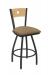 Holland's #830 Voltaire XL Big and Tall Barstool with Back - In Pewter Metal Finish, Natural Maple Wood Back, and Brown Seat Cushion