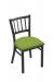 Holland's #610 Contessa Dining Chair in Pewter Metal Finish and Green Seat Cushion