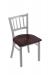 Holland's #610 Contessa Dining Chair in Nickel Metal Finish and Oak Dark Cherry Wood Seat Finish