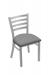 Holland's #400 Jackie Dining Chair in Nickel Metal Finish and Gray Seat Cushion