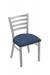 Holland's #400 Jackie Dining Chair in Nickel Metal Finish and Blue Seat Cushion