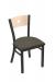 Holland Voltaire #630 Dining Chair in Pewter Metal Finish, Natural Maple Wood Back, and Gray Seat Cushion