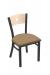 Holland Voltaire #630 Dining Chair in Pewter Metal Finish, Natural Maple Wood Back, and Brown Seat Cushion