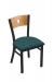 Holland Voltaire #630 Dining Chair in Black Metal Finish, Medium Maple Wood Back, and Teal Seat Cushion